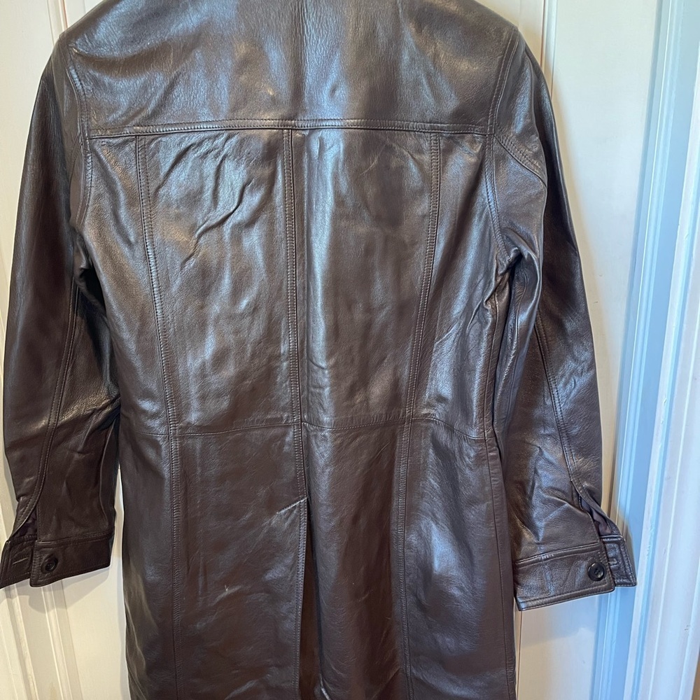 Emanuel Ungaro Women’s Brown Leather Coat 8/42 - Picture 4 of 7